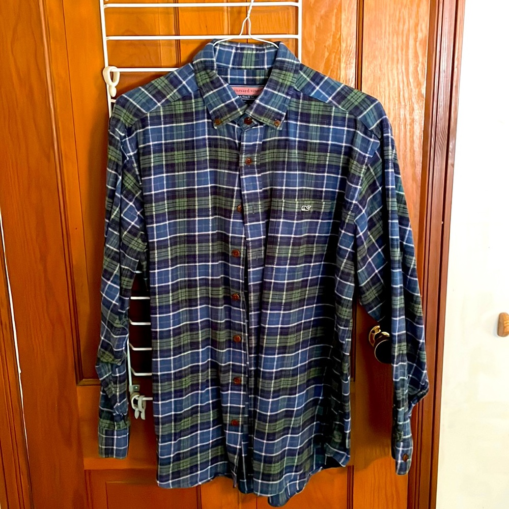 FLANNEL Vineyard Vines - green and blue plaid, large flannel